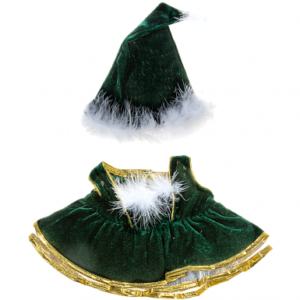 Tj’s Teddies Velvet Christmas Gown&Cape Outfit 16″